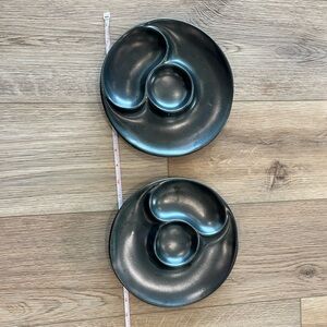 Elegant Black Ceramic Divided Plates